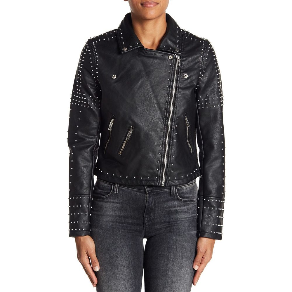 BLANKNYC Stud Floral Moto‎ Faux Leather Jacket - Picture 7 of 7